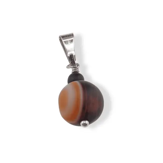 Pandantiv Agat carneolizat mat, sfere 10mm si 4mm, imagine 2