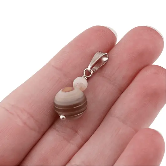 Pandantiv Agat maro dantelat mat, sfere 10mm si 4mm, imagine 4