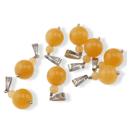 Pandantiv Calcit orange, sfere 10mm si 4mm