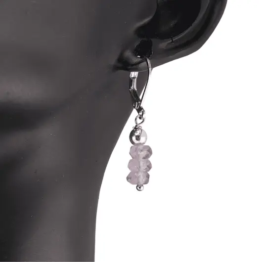 Set cercei cu agatatoare si pandantiv Ametist lavanda discuri fatetate, 5mm, imagine 2