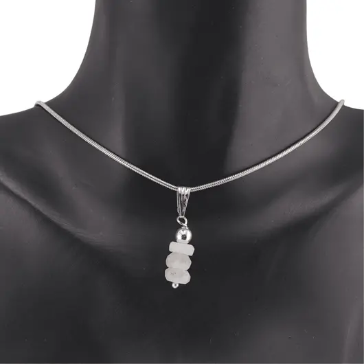 Set cercei cu agatatoare si pandantiv Calcedonie discuri fatetate, 6-7mm, imagine 3