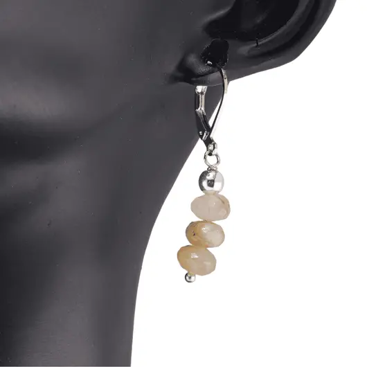 Set cercei cu agatatoare si pandantiv Cuart rutilat discuri fatetate, 6-8mm, imagine 2
