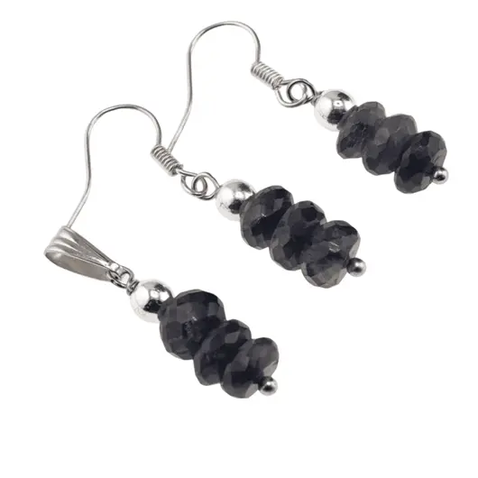 Set cercei cu agatatoare si pandantiv Iolith discuri fatetate, 6-7mm