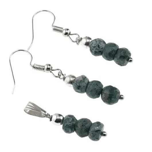 Set cercei cu agatatoare si pandantiv Mossagat discuri fatetate, 6-7mm