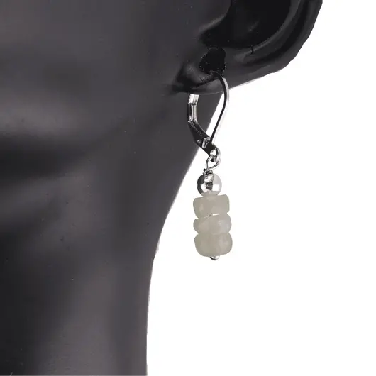 Set cercei cu agatatoare si pandantiv Piatra Lunii gri discuri fatetate, 6-7mm, imagine 2