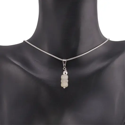 Set cercei cu agatatoare si pandantiv Piatra Lunii gri discuri fatetate, 6-7mm, imagine 3