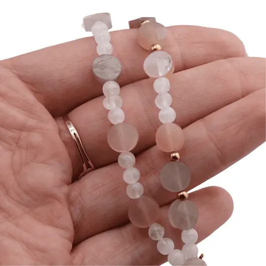 Set Colier si Bratara Piatra lunii sfere 4mm si banuti fatetati 7mm, imagine 4
