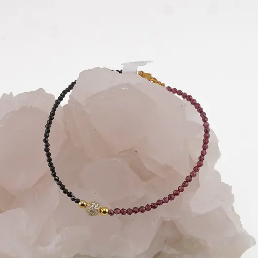 Bratara Granat Rhodolit si Spinel sfere fatetate 2mm, imagine 2