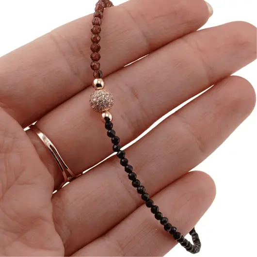 Bratara Granat Rhodolit si Spinel sfere fatetate 2mm, imagine 3