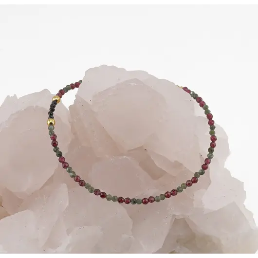 Bratara Granat Rhodolit, Spinel, Serafinit sfere fatetate 2mm, imagine 2