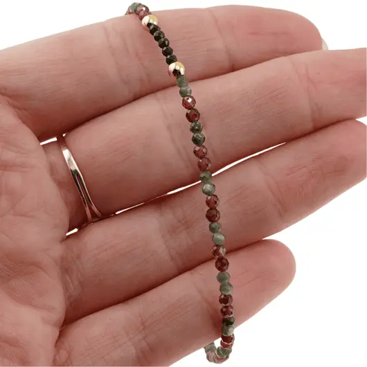 Bratara Granat Rhodolit, Spinel, Serafinit sfere fatetate 2mm, imagine 3