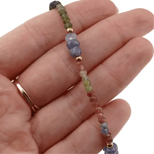 Bratara Lapis Lazuli, Turmalina multicolora discuri fatetate 3mm si Tanzanit discuri fatetate 5mm, imagine 3