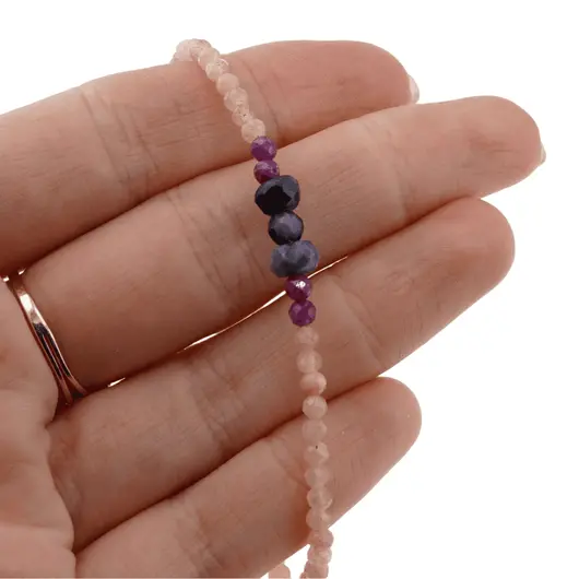Bratara Piatra soarelui, Rubin sfere fatetate 3mm si Safir discuri fatetate 6mm, imagine 3