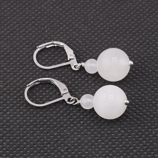Cercei cu agatatoare Cristal de stanca, sfere 10mm si 4mm