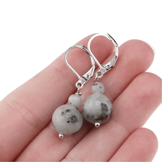 Cercei cu agatatoare Jasp kiwi, sfere 10mm si 4mm, imagine 3