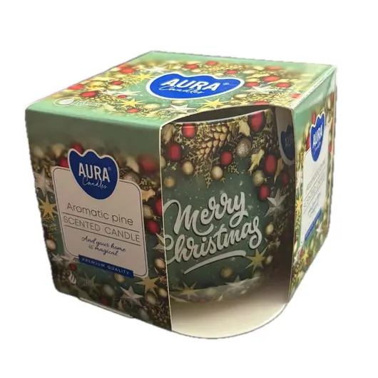 Lumanare parfumata Bispol cu pahar imprimat tip bol - Merry Christmas