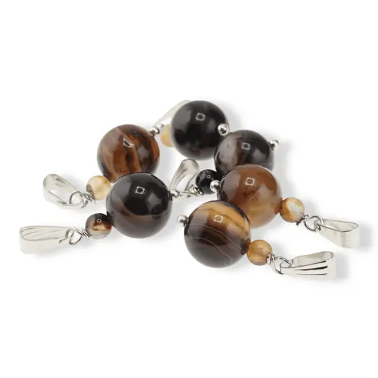 Pandantiv Agat maro, sfere 10mm si 4mm, imagine 2