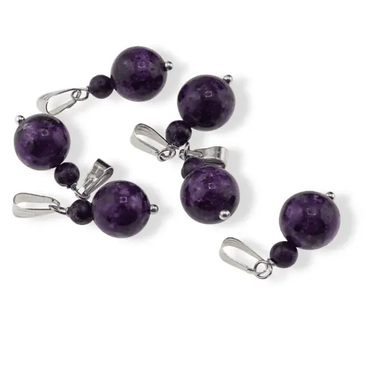 Pandantiv Agat mov vopsit, sfere 10mm si 4mm