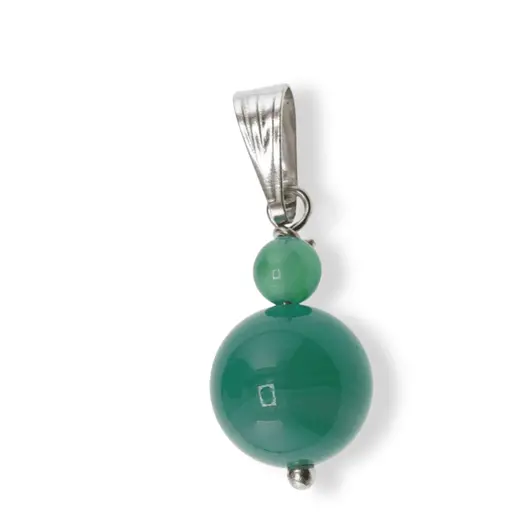 Pandantiv Agat verde dantelat, sfere 10mm si 4mm, imagine 3