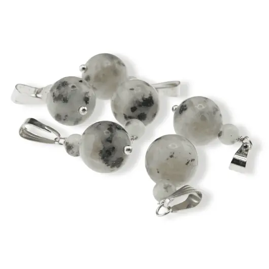 Pandantiv Jasp kiwi, sfere 10mm si 4mm, imagine 2