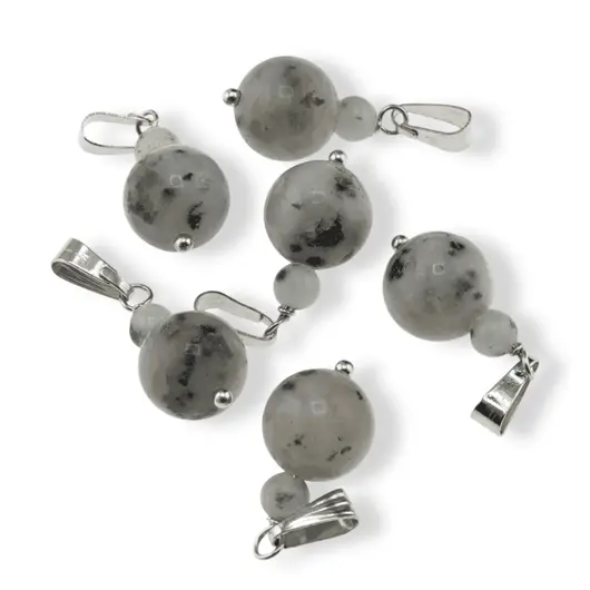 Pandantiv Jasp kiwi, sfere 10mm si 4mm
