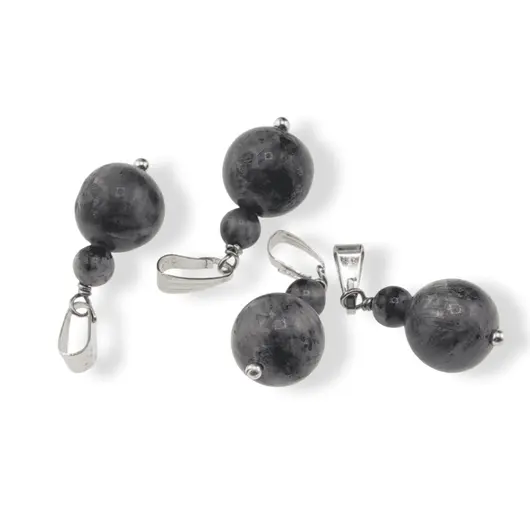 Pandantiv Larvikit, sfere 10mm si 4mm