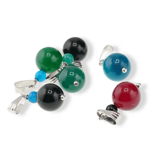 Pandantiv Mix Agate, sfere 10mm si 4mm, imagine 2