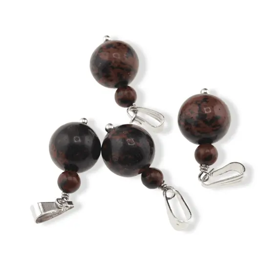 Pandantiv Obsidian mahon, sfere 10mm si 4mm