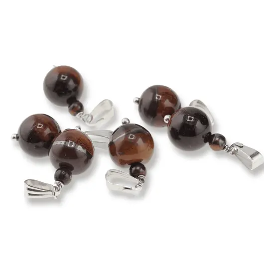 Pandantiv Ochi de tigru iron, sfere 10mm si 4mm, imagine 2