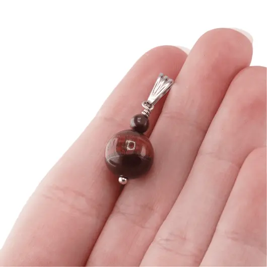 Pandantiv Ochi de tigru iron, sfere 10mm si 4mm, imagine 5