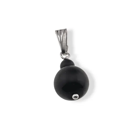 Pandantiv Onix negru mat, sfere 10mm si 4mm, imagine 2