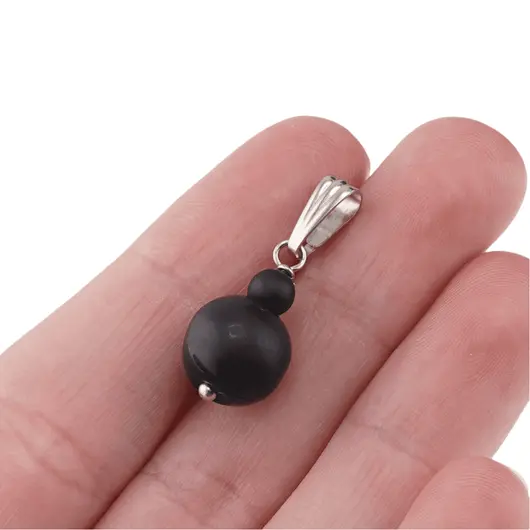 Pandantiv Onix negru mat, sfere 10mm si 4mm, imagine 4
