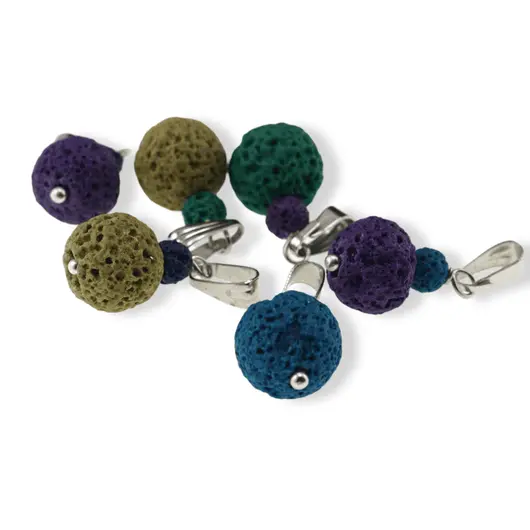 Pandantiv Roca vulcanica multicolora, sfere 10mm si 4mm, imagine 2