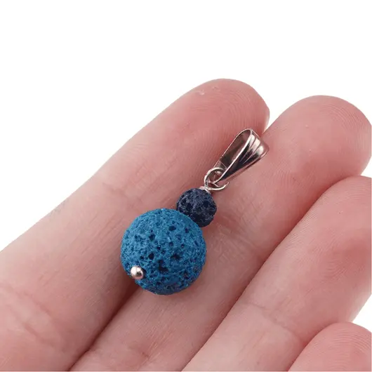 Pandantiv Roca vulcanica multicolora, sfere 10mm si 4mm, imagine 5