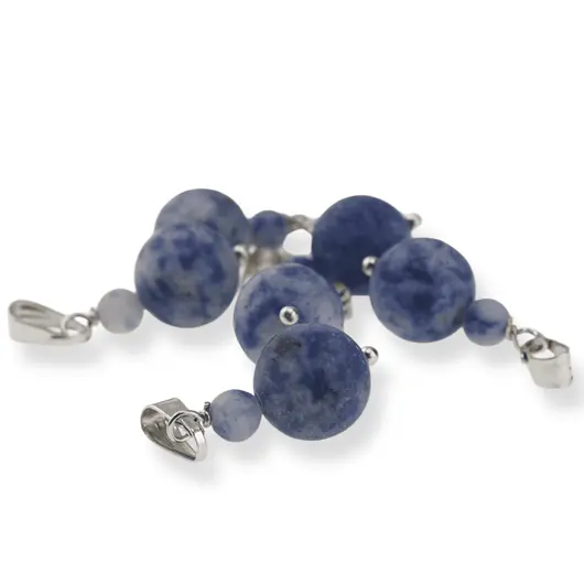 Pandantiv Sodalit mat, sfere 10mm si 4mm, imagine 2