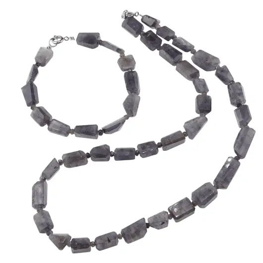Set Colier si Bratara Iolith fatetat 10-14mm si discuri 3mm