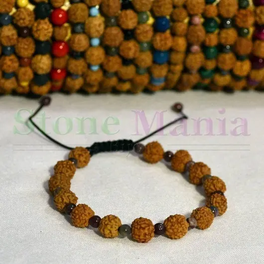 Bratara rudraksha 8mm si turmalina multicolor 4mm