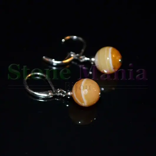 Cercei cu agatatoare agat maro fatetat