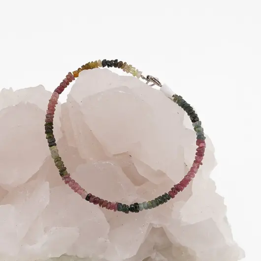Bratara Turmalina multicolora discuri, 3mm, imagine 2