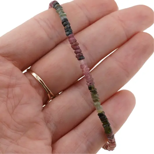 Bratara Turmalina multicolora discuri, 3mm, imagine 3