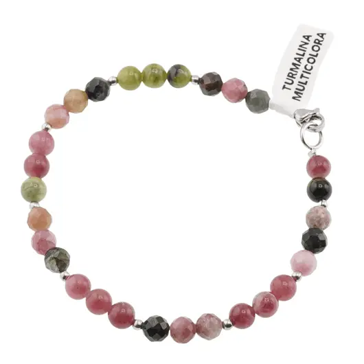 Bratara Turmalina multicolora sfere cu bumbi, 5mm