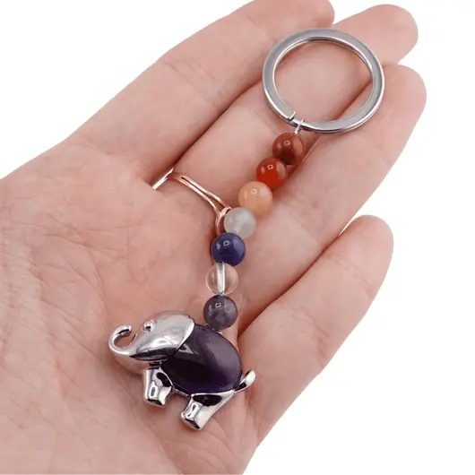 Breloc 7 chakre cu Elefant Ametist, imagine 3