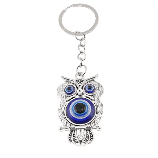 Breloc Bufnita argintie cu ochi protectori, 11cm
