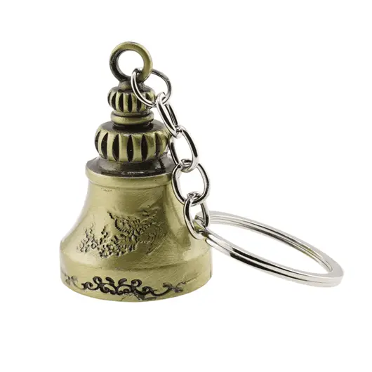 Breloc clopot cu detalii gravate, alama - 10,5cm, imagine 2