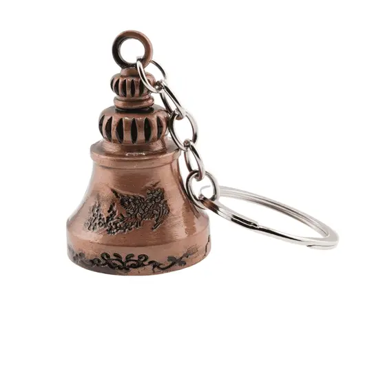 Breloc clopot cu detalii gravate, cupru - 10,5cm, imagine 2