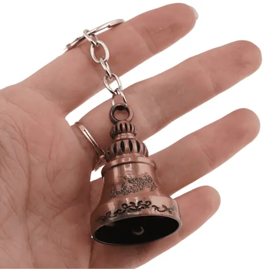Breloc clopot cu detalii gravate, cupru - 10,5cm, imagine 3
