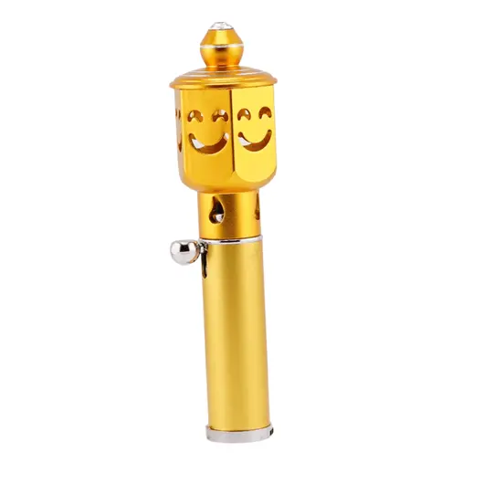 Bricheta portabila pentru aromaterapie model smiley face, auriu