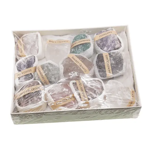 Cutie cu minerale pentru colectie, cristale brute - 700g