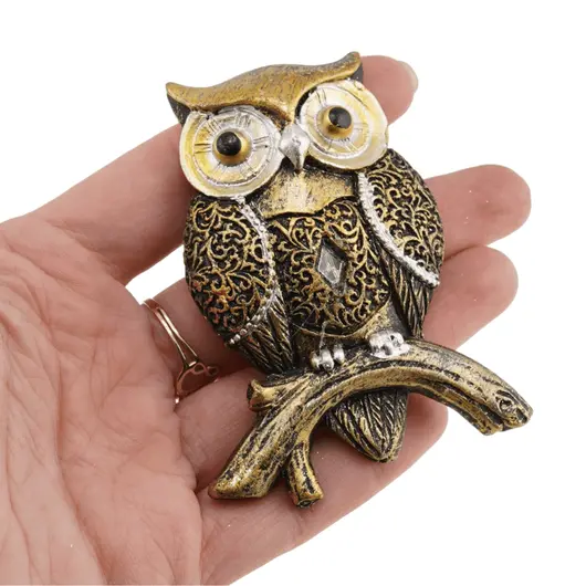 Magnet bufnita aurie pe ramura, 7cm, imagine 3