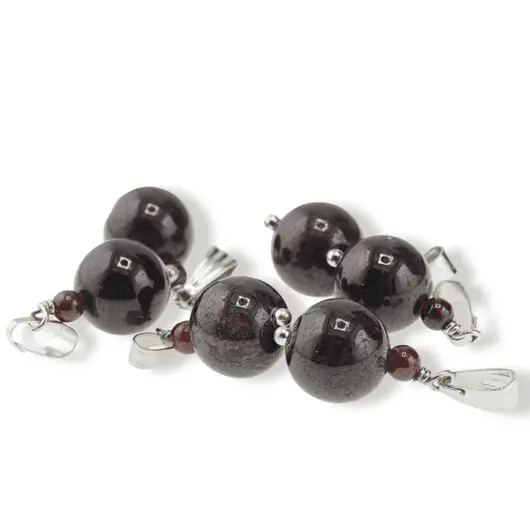 Pandantiv Granat, sfere 10mm si 4mm, imagine 2